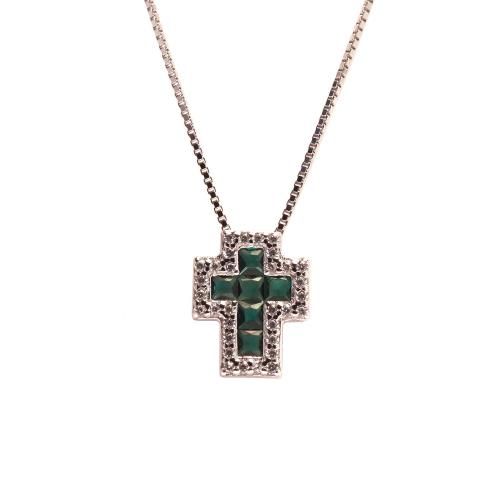 Collana in argento con croce verde