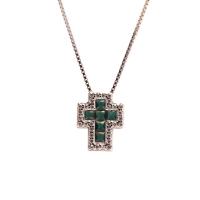 Collana in argento con croce verde