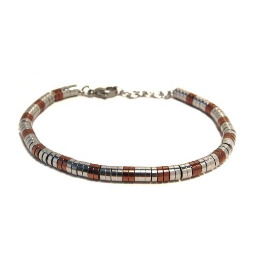 Bracciale in acciaio / acciaio brunito a cilindretti