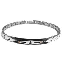Bracciale in acciaio con piastrina con ancora