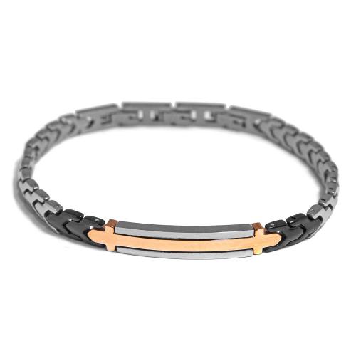 Bracciale in acciaio / PVD nero con piastra