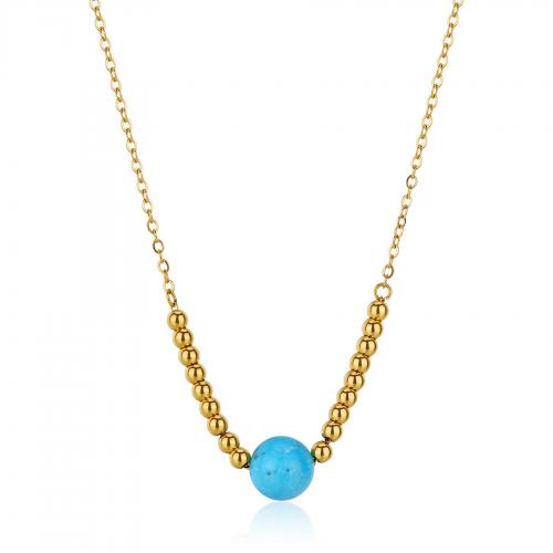 Collana dorata con sfera in turchese