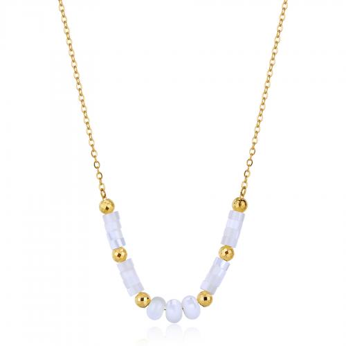Collana dorata serie Glint con elementi in madreperla