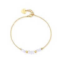 Cavigliera dorata serie Glint con elementi in madreperla