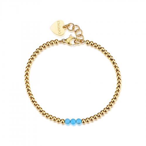 Bracciale dorato serie Glint con sferette di turchese
