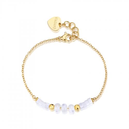 Bracciale dorato serie Glint con elementi in madreperla