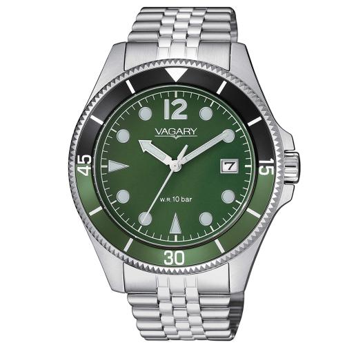 Solo tempo in acciaio, 41 mm., quadrante verde