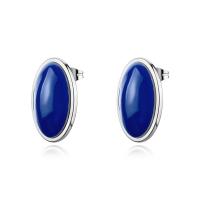 Orecchini serie Madame ovali con smalto blu