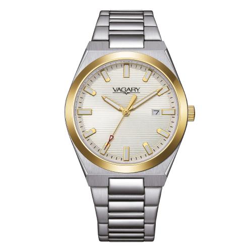 Orologio uomo bicolore serie Timeless, bianco, 38 mm.