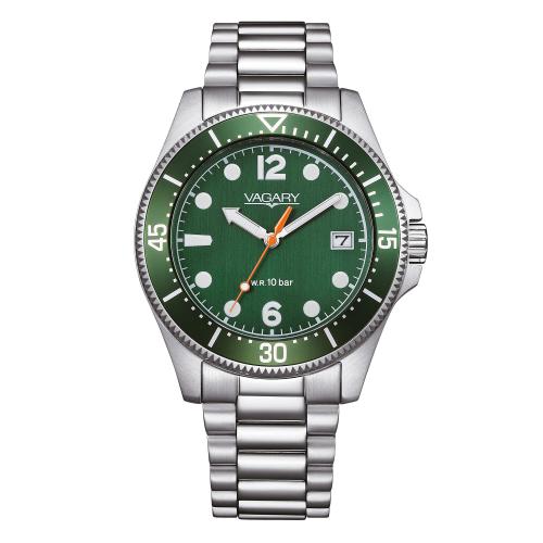 Orologio uomo serie Aqua39, acciaio, verde, 40 mm.
