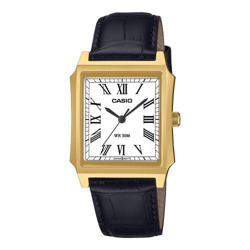 Orologio analogico pelle, carr&Atilde;&uml;, dorato, quadrante bianco