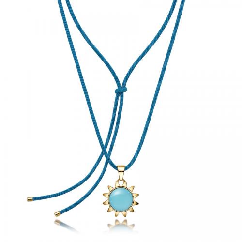 Collana choker azzurra serie Glowy con sole dorato