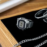 Orologio ad anello, acciaio, nero