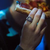 Orologio ad anello, acciaio, nero