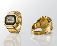 Orologio ad anello, acciaio, dorato, nero