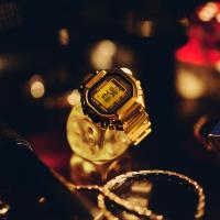 Orologio ad anello, acciaio, dorato, nero
