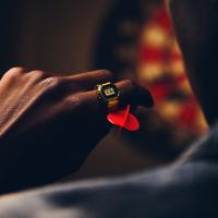 Orologio ad anello, acciaio, dorato, nero
