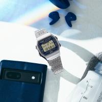 Orologio digitale con contapassi, Bluetooth, acciaio, blu