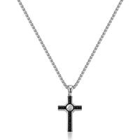 Collana serie Proud con croce con cristalli neri