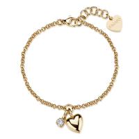 Bracciale dorato serie Click con cuore e punto luce