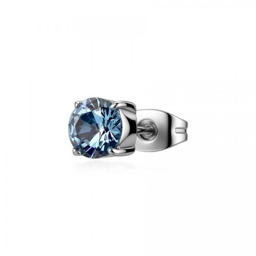 Orecchini singolo serie Dazzly con cubic zirconia acquamarina