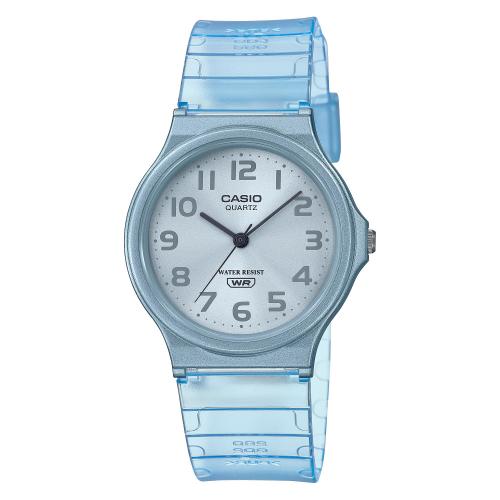 Orologio analogico in resina, azzurro, traslucido