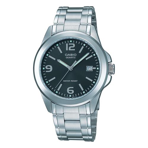 Orologio analogico uomo, acciaio, quadrante nero