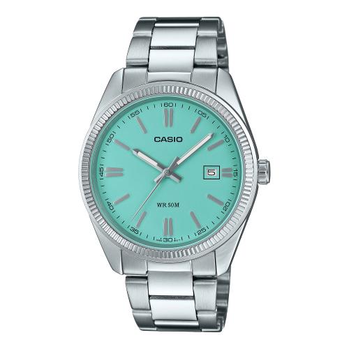 Orologio analogico uomo acciaio, quadrante azzurro