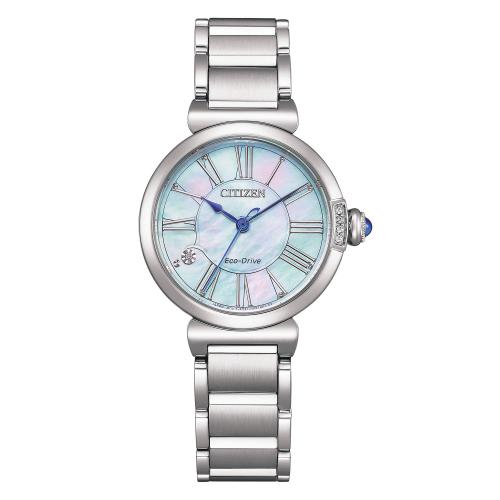 Eco-Drive solo tempo donna in acciaio con diamanti