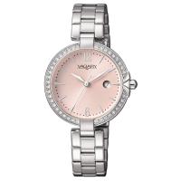 Solo tempo donna acciaio 30 mm. con cristalli, quadrante rosa