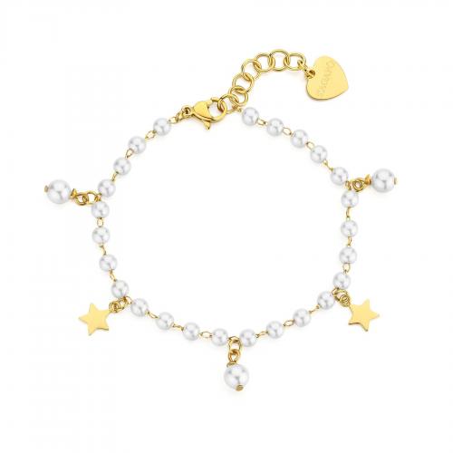 Bracciale dorato serie Wisdom con perle e stelline