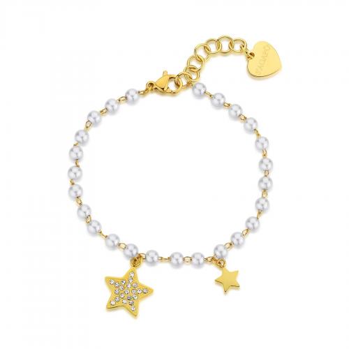 Bracciale dorato serie Wisdom con perle e stelle